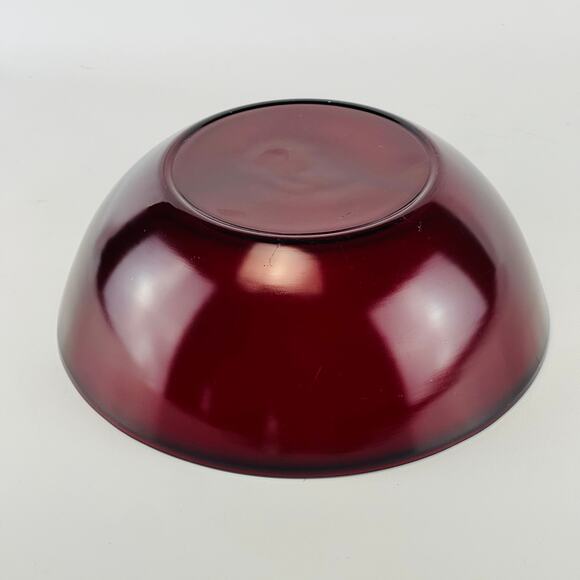 Vintage Ruby Red Glass Fruit Serving Bowl 8 1/2 x 3” - Picture 5 of 6